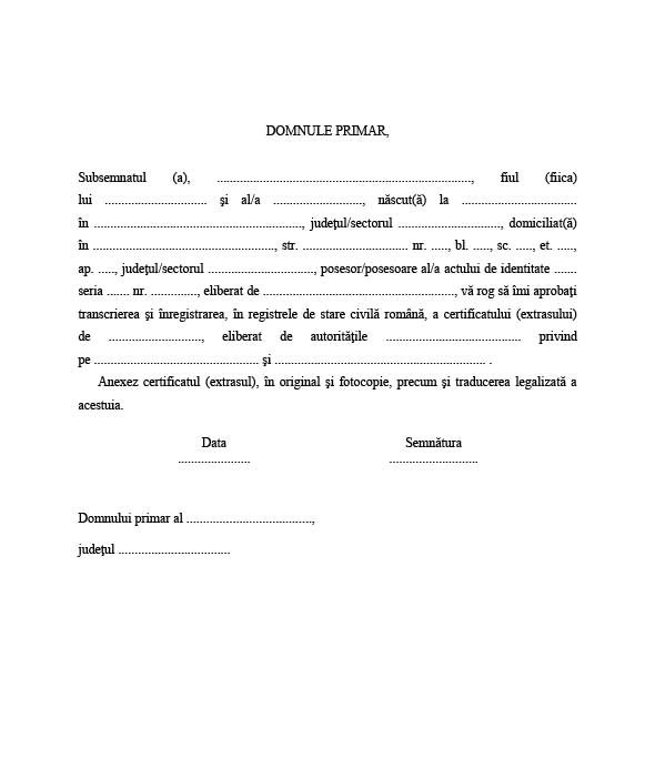 Transcrierea actelor de stare civila